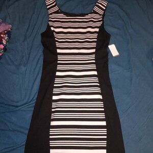 Black and white striped bodycon dress